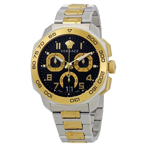 versace dylos black chronograph men's watch|Black Versace Watches for Men .